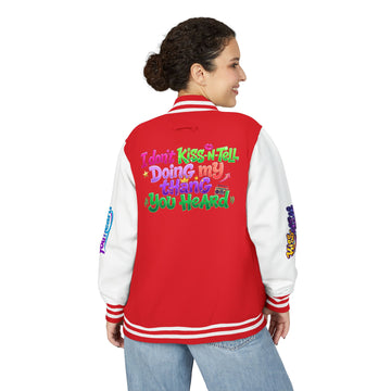 Letterman Jacket — "I Don't Kiss-N-Tell, Doing My Thang You Heard" Colorful Streetwear