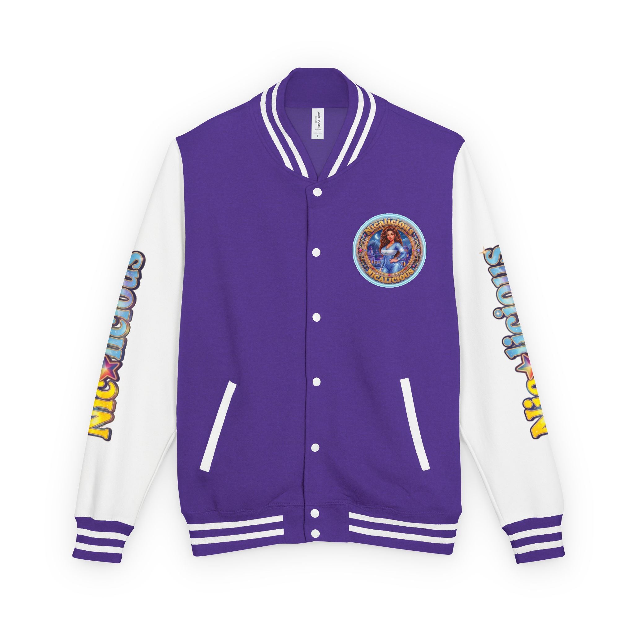 "Nicalicious" Letterman Jacket - Retro Pinup Graphic Varsity Bomber