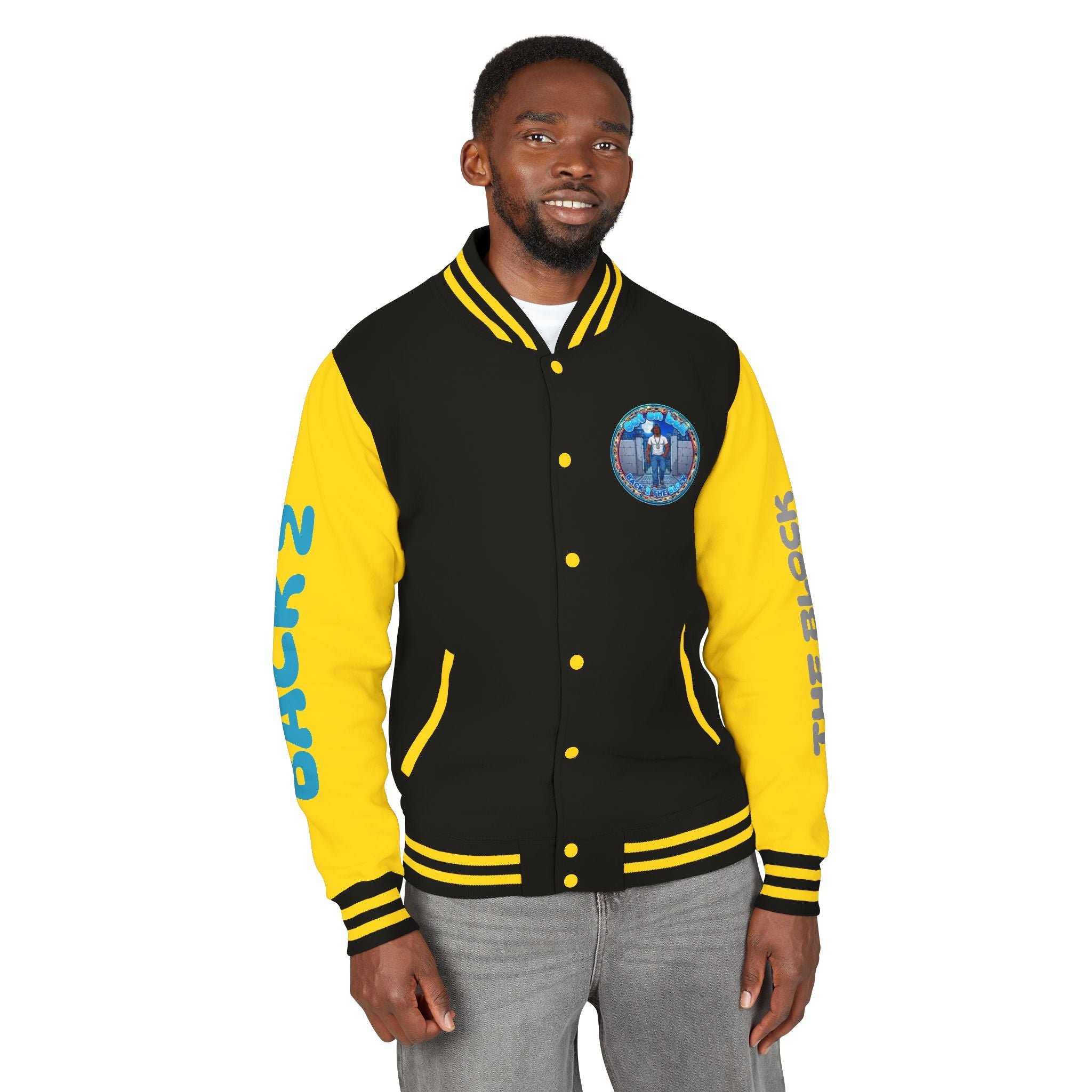 Letterman Jacket — 'Back 2 The Block' Retro Streetwear Patch Jacket