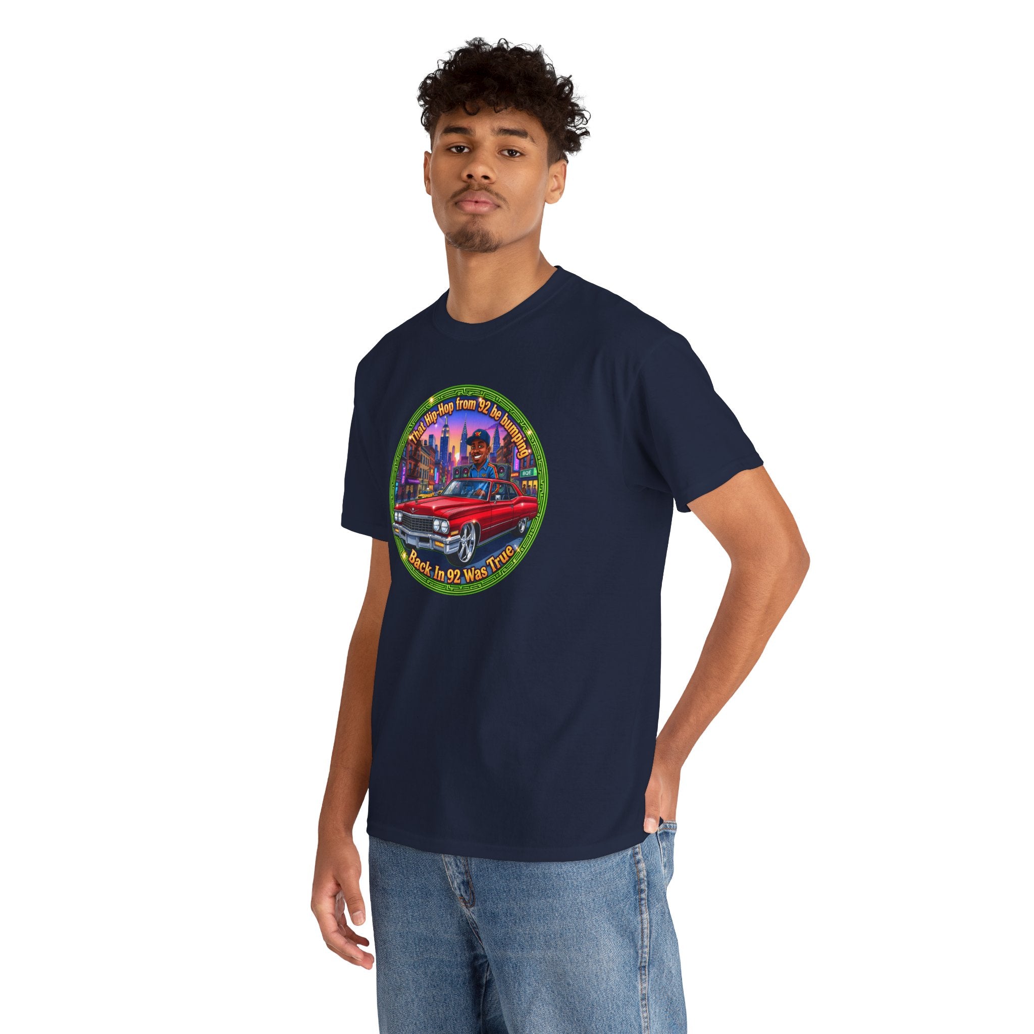 Vintage Red Convertible T-Shirt – “That Hip-hop From 92 Be Bumping" Retro City Cruise Tee
