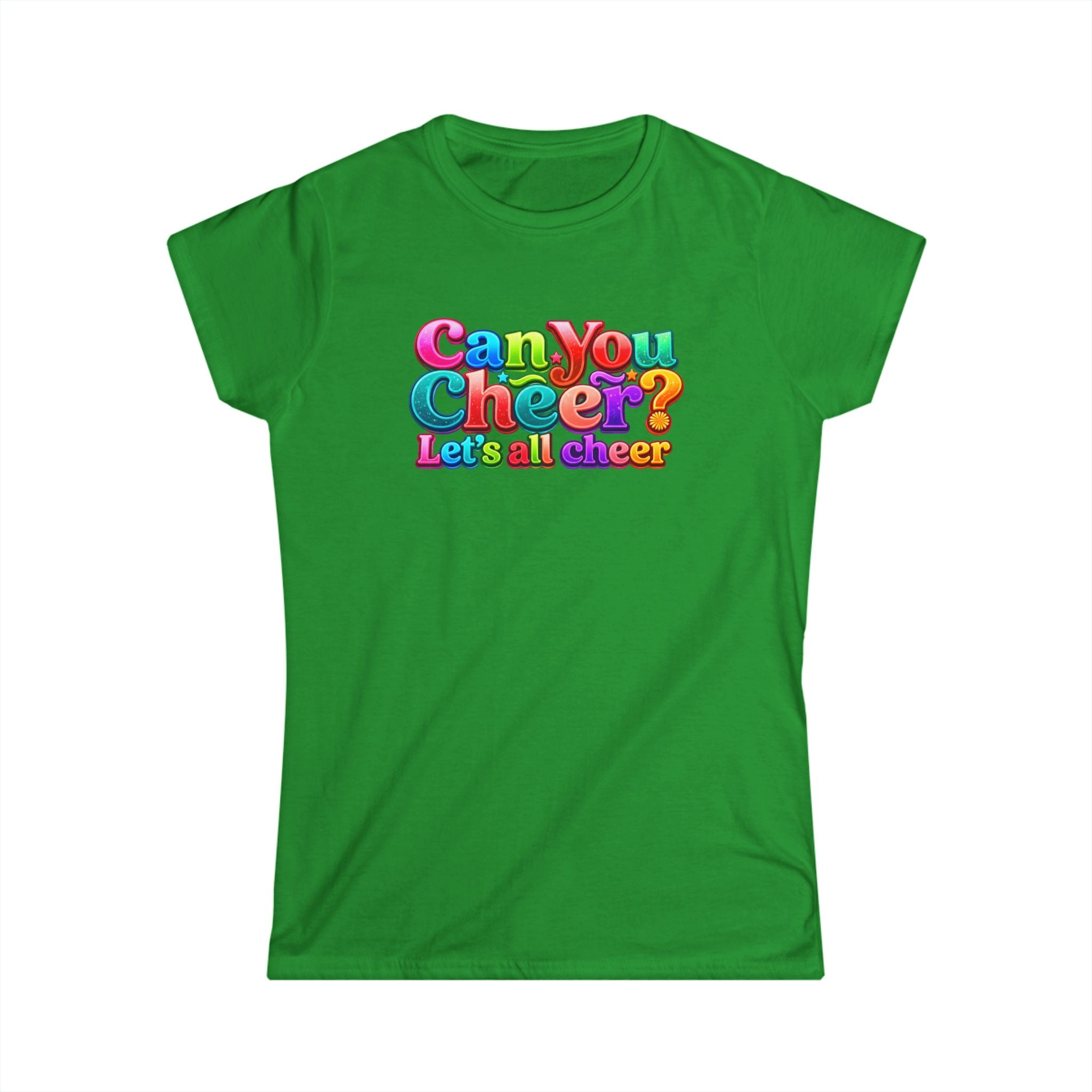"Can You Cheer" Women's Tee — Colorful Retro Cheer Graphic Shirt