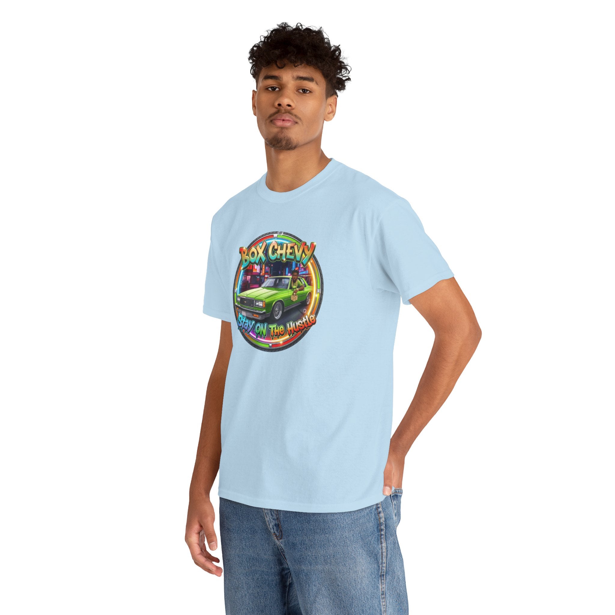 Vintage Chevy Truck Tee — "Box Chevy Stay On The Hustle" Retro Car Graphic Shirt