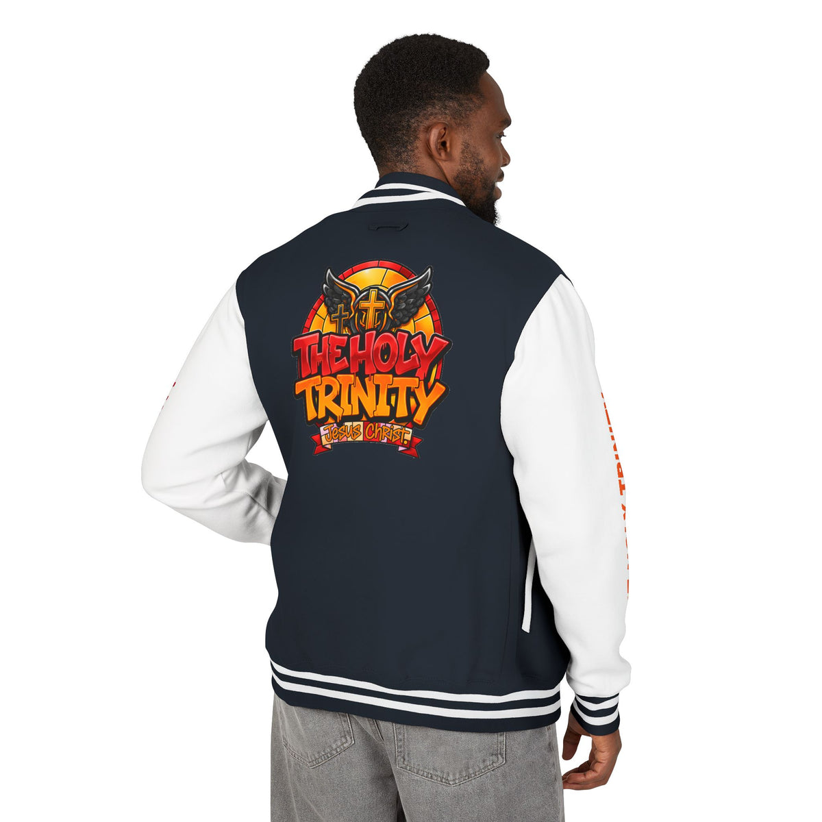 Letterman Jacket — "The Holy Trinity "Graphic Varsity Jacket