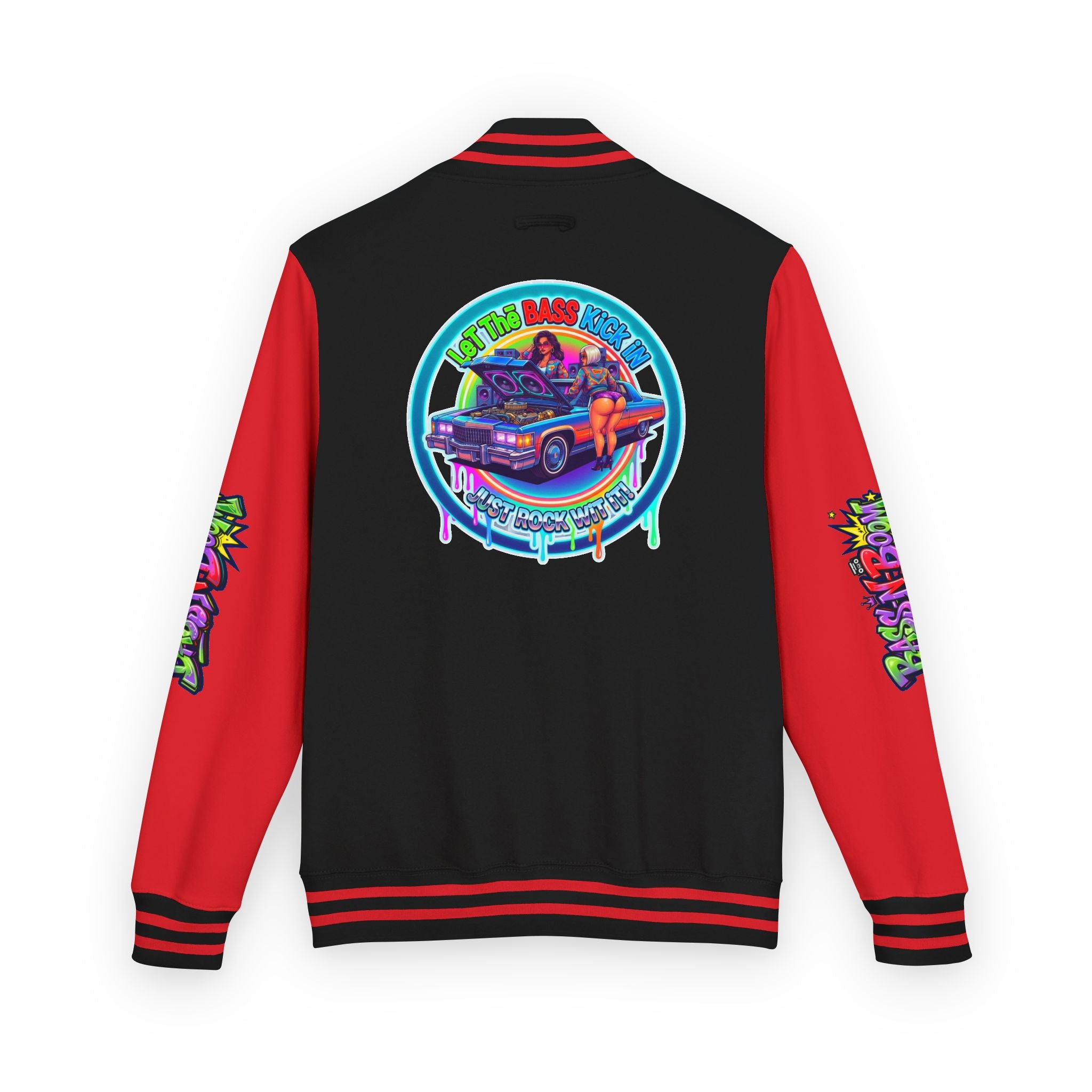 Letterman Jacket — ' Let The Bass Kick In' Retro Lowrider Crew Graphic