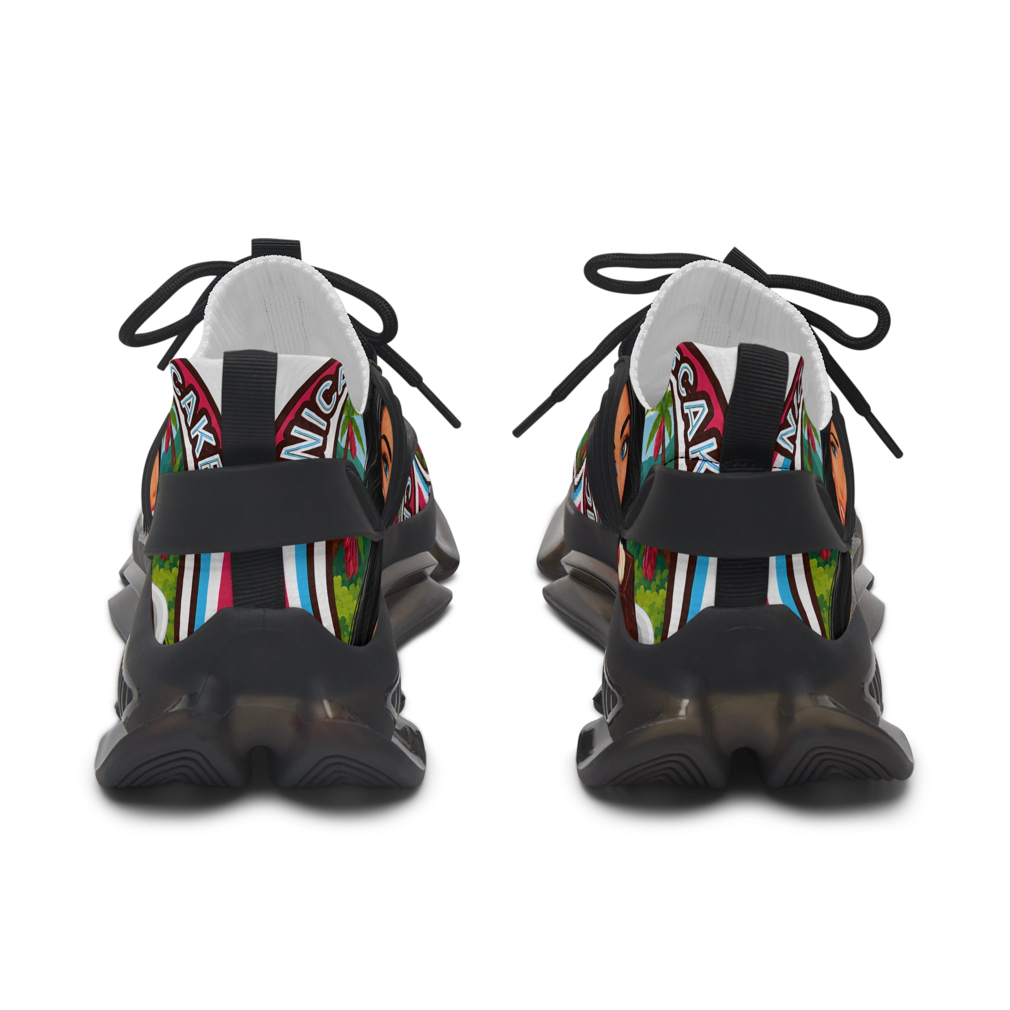 Women’s Mesh Sneakers — Retro "Nicaragua Cacao Shortcake" Graphic Athletic Shoes