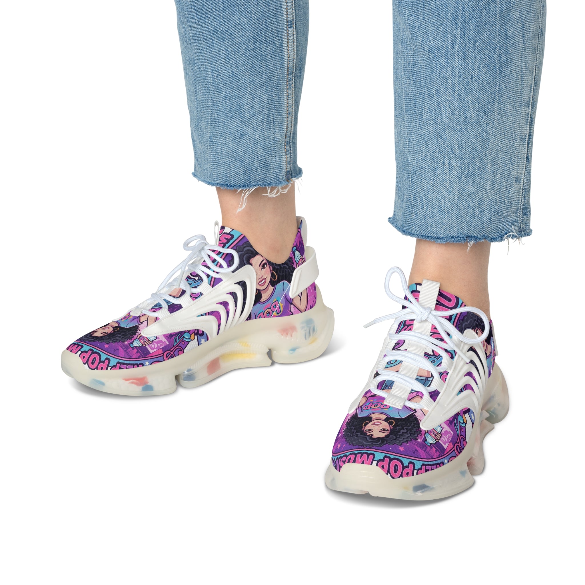 Women’s Mesh Sneakers — "Keep Pop Music Alive" Colorful Pop  Graphic Athletic Shoes